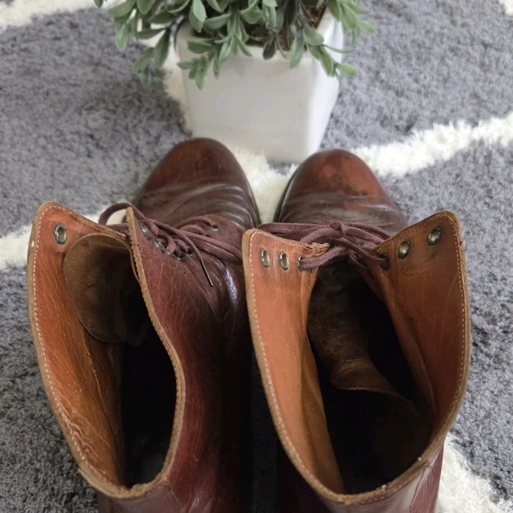 Vtg Polo Ralph Lauren Leather Lace Up Officer Military Field Boots Sz 10 England